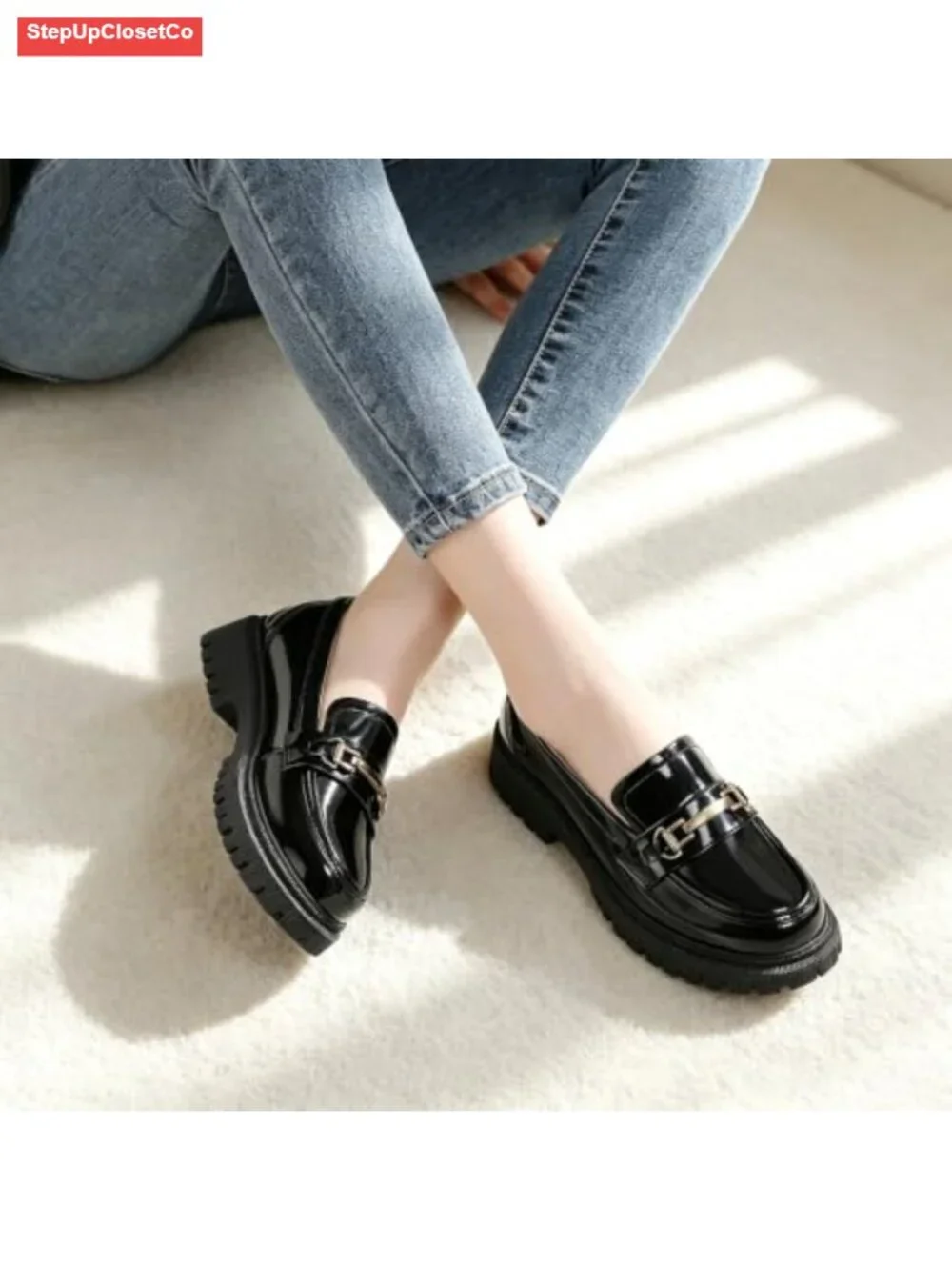 Women Leather Penny Loafers Slip On Comfort Flat Office Work Casual Shoes